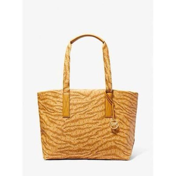 Michael Kors the Michael Large Animal Print Logo Tote Bag Yellow One Size - Picture 1 of 3